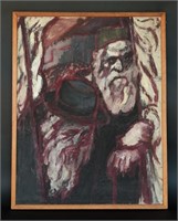 HUNGARIAN O/C PAINTING OF A RABBI JUDAICA ,C.1940