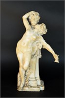 19TH C. CARVED MARBLE SCUPTURE OF NUDE EMBRACE