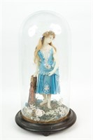 19TH C. TABLEAU DOLL UNDER GLASS DOME