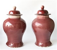 19TH C. CHINESE PORCELAIN OX BLOOD TEMPLE JARS