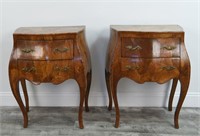 PAIR OF BURLWOOD BED SIDE TABLES