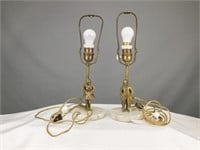 Pair of Bronze and Marble Figural  Lamps
