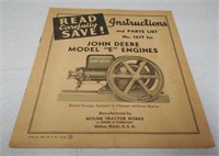 Original JD Model E Engine Instruction Book