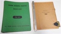 JD Parts Price List Binder Only & Parts Catalogs