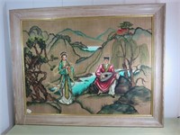 Large Asian Painting Signed Loray Comte