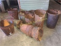 Lot of several old rusty sap buckets
