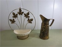 Brass Pitcher & Flower Basket/Holder