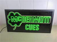 McDermott (Pool) Cues Neon Sign, 25" x 13"