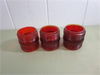 (3) Vintage Red Lantern Globes