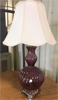 Purple Glass Base Table lamp with shade