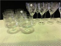 Eight Etched Goblets & Six Dessert  Cups