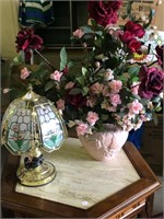 Desk touch lamp & terra cotta  vase & silk