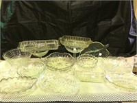 Clear glass pressed serving dishes & compotes