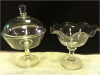 Lidded compote & ruffled edge compote