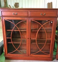 Bookcase with glass doors & 2 drawers