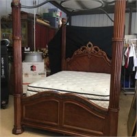 Queen canopy bed with nice mattress