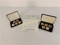 2 SETS OF 5 COMMEMORATIVE COINS