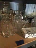 Bar ware - shakers, glasses, decanter