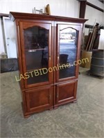 2 WOODEN GLASS FRONT CURIO CABINETS