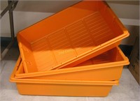 3 Orange Plastic Bins