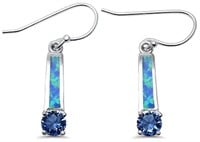 Blue Opal & Ceylon Sapphire Designer Earrings