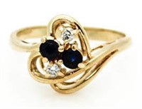 14kt Gold Genuine Sapphire & Diamond Ring