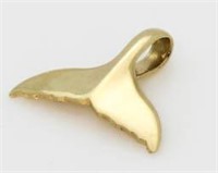14kt Gold Rembrant Whale Tail Pendant