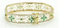 Genuine 4.00 ct Emerald & Diamond Bracelet