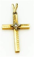 14kt Gold Diamond Cross Pendant