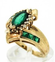 10kt Gold Genuine Emerald & Diamond Ring