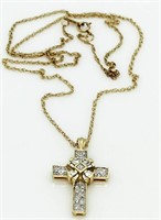 14kt Gold Beautiful 1/2 ct Diamond Cross w' Chain
