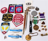 Lot Vintage Military Accoutrements Patches Pins +