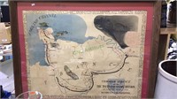 Framed WWII 1944 French map, showing through