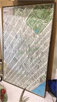Framed map of New York showing Midtown Manhattan,