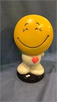 Vintage 1971 play pal smiley face coin bank, 12