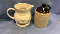 Logaberger pottery water jug, brown & white jug,