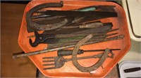 Group of vintage tools including files, chisel,
