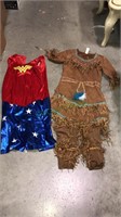 Little girls Indian costume and wonder woman