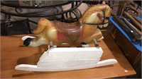 Modified vintage rocking horse, 30 inches long,
