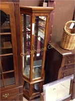 TALL LIGHTED CURIO CABINET W/GLASS SHELVES