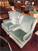 2 GREEN UPHOLSTERED CHAIRS (CHOICE)