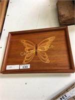 INLAID WOOD BUTTERFLY TRAY