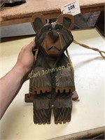 CARVED BEAR ON ROPE SWING