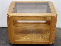 Oak & Glass End Table