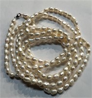 Pearl Necklace With Sterling Silver Clasp, 79"
