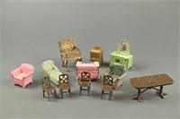 Group of TootsieToy dollhouse furniture