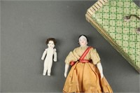 2 Miniature Porcelain and Bisque Dolls
