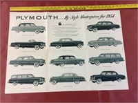 Original 1954 Plymouth Dealer 30" Poster