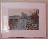 Framed Original Watercolour of Downtown Guelph