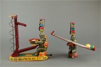 2 Tin Litho Circus Elephant German Toys